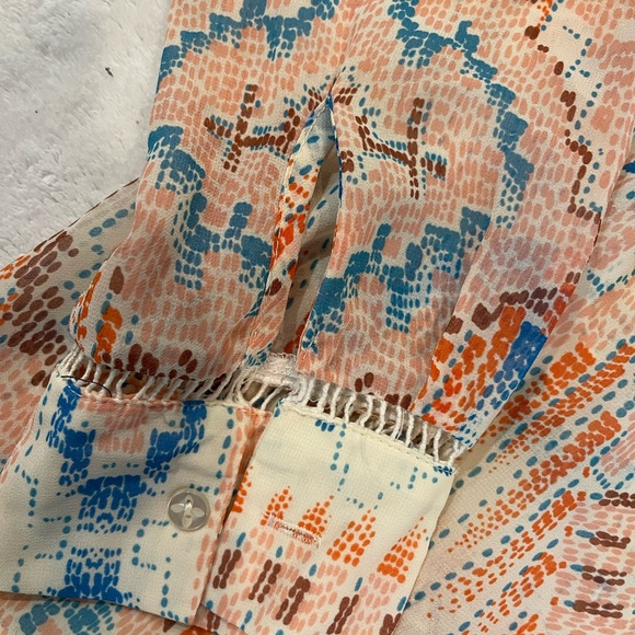 Anthropologie Dolan Mesilla Peasant Aztec Print Blouse Size M Colorful Boho - Picture 3 of 7